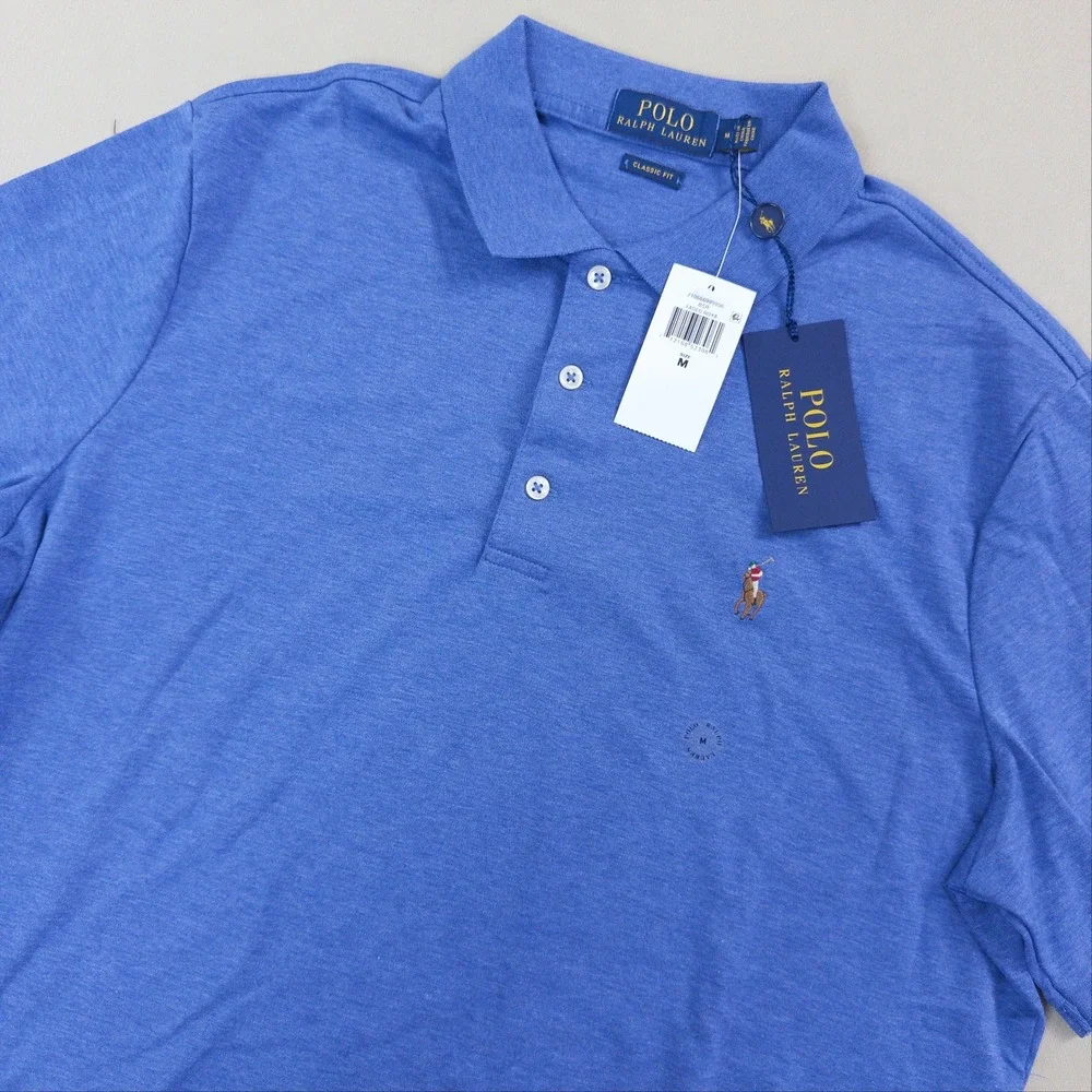 Polo Ralph Lauren Polo Shirt Mens Medium Blue Heather Classic Fit NWT Streetwear